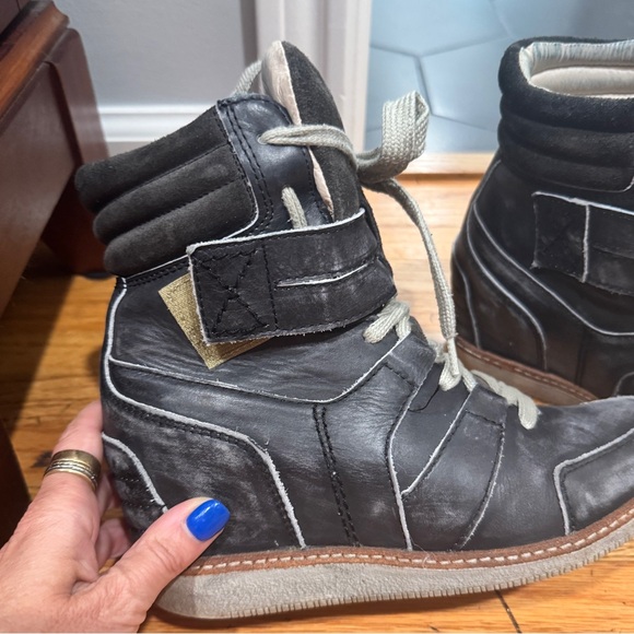 Diesel Turn Around Carabas Wedge Sneaker Soft Black Gray Leather 7.5 - Picture 7 of 13